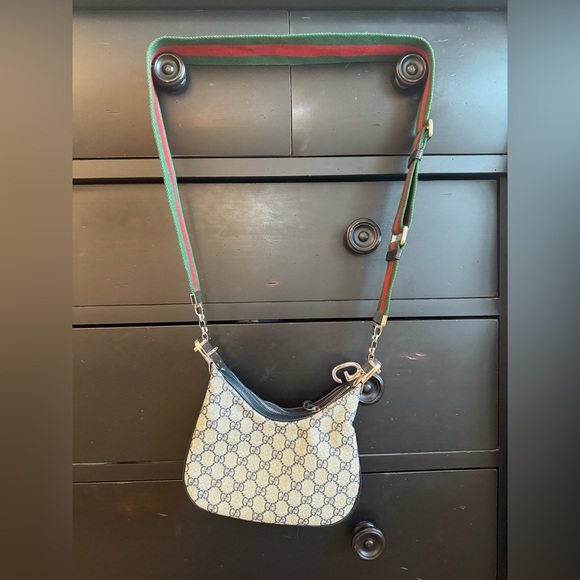 GUCCI ATTACHE SMALL SHOULDER BAG. beige and blue Supreme - Picture 2 of 10